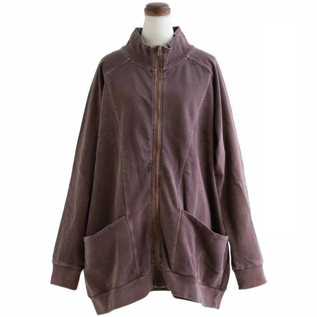 Lupilienピグメントバイオ加工裏毛スウェットハイネックジップアップスウェットワイドカーデ ZIP UPヴィンテージ パープル < 女性ファッション  Lupilienピグメントバイオ加工裏毛スウェットハイネックジップアップスウェットワイドカーデ ZIP UPヴィンテージ パープル  < 女性ファッションの