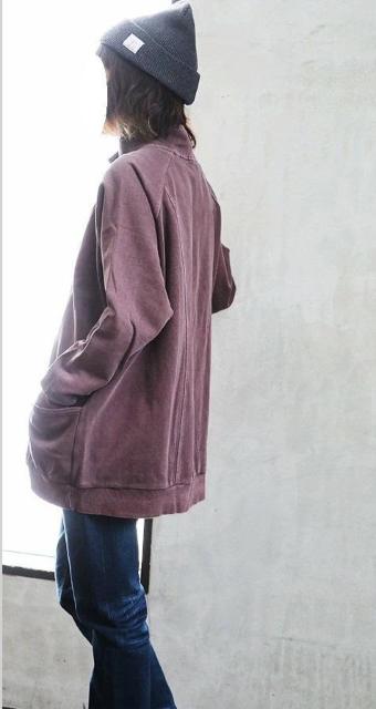 Lupilienピグメントバイオ加工裏毛スウェットハイネックジップアップスウェットワイドカーデ ZIP UPヴィンテージ パープル < 女性ファッション  Lupilienピグメントバイオ加工裏毛スウェットハイネックジップアップスウェットワイドカーデ ZIP UPヴィンテージ パープル < 女性ファッションの