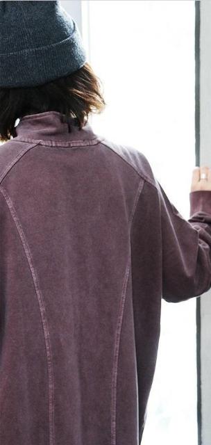 Lupilienピグメントバイオ加工裏毛スウェットハイネックジップアップスウェットワイドカーデ ZIP UPヴィンテージ パープル < 女性ファッション  Lupilienピグメントバイオ加工裏毛スウェットハイネックジップアップスウェットワイドカーデ ZIP UPヴィンテージ パープル < 女性ファッションの