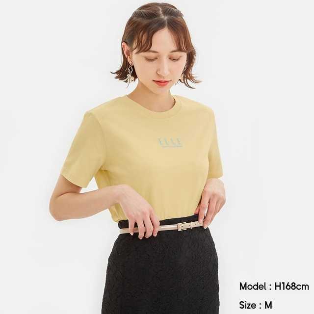 GUグラフィックT(半袖)ELLE2 Mサイズ イエロー < ブランド  GUグラフィックT(半袖)ELLE2 Mサイズ イエロー < ブランドの