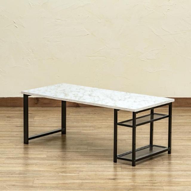【送料無料】棚付センターテーブル 90×40cm 収納 木目調 ストーン調 マーブルホワイト 大理石柄 ローテーブル 机 < インテリア/ライフ 【送料無料】棚付センターテーブル 90×40cm 収納 木目調 ストーン調 マーブルホワイト 大理石柄 ローテーブル 机 < インテリア/ライフの