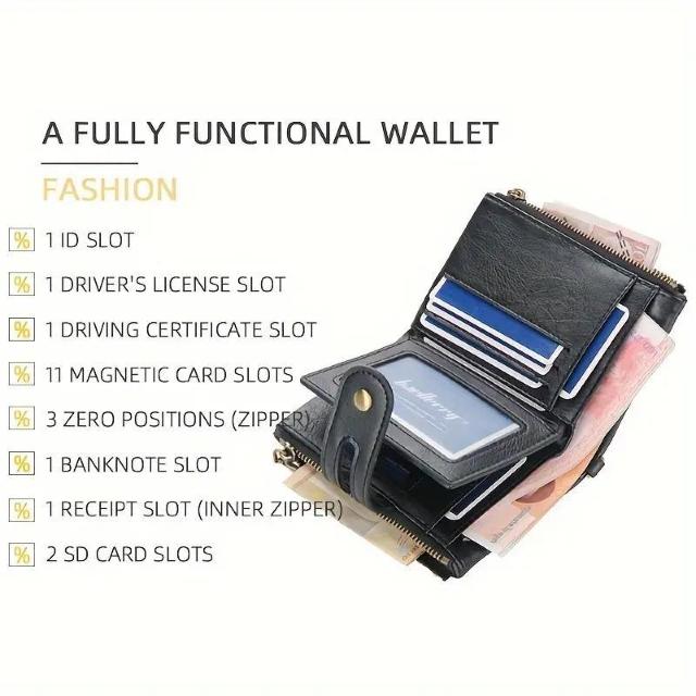 超お買い得1690円★ウィンドウ付きメンズフェイクレザーウォレット、ジッパーコインポケット付きマルチカードスロットウォレット黒 < 男性ファッション  超お買い得1690円★ウィンドウ付きメンズフェイクレザーウォレット、ジッパーコインポケット付きマルチカードスロットウォレット黒 < 男性ファッションの