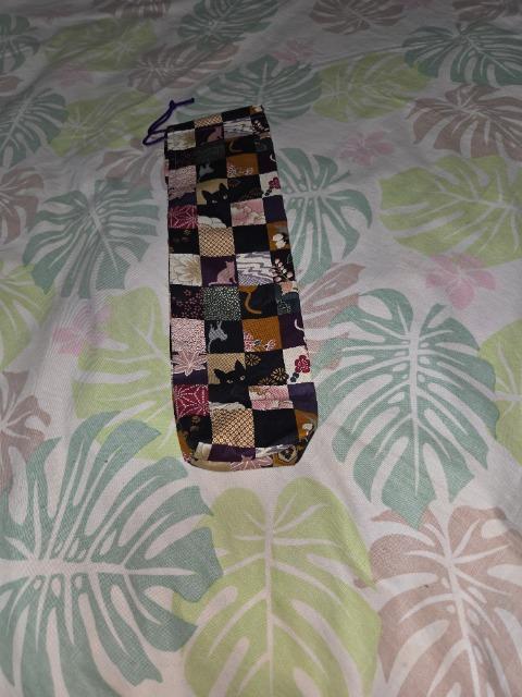 ★新柄濃紫黒市松模様×黒猫和柄リコーダー入れ巾着袋 < キッズ/ベビー  ★新柄濃紫黒市松模様×黒猫和柄リコーダー入れ巾着袋  < キッズ/ベビーの