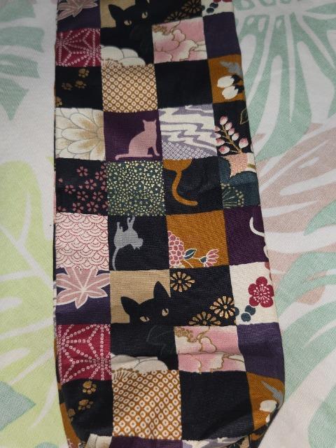 ★新柄濃紫黒市松模様×黒猫和柄リコーダー入れ巾着袋 < キッズ/ベビー  ★新柄濃紫黒市松模様×黒猫和柄リコーダー入れ巾着袋 < キッズ/ベビーの