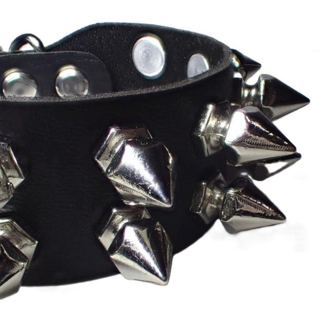 スタッズ 鋲 トゲトゲ 2列 レザーブレスレット ブレスレット アクセサリー バングル リストバンド ロック パンク 黒色 @ < 男性アクセサリー/時計  スタッズ 鋲 トゲトゲ 2列 レザーブレスレット ブレスレット アクセサリー バングル リストバンド ロック パンク 黒色 @ < 男性アクセサリー/時計の