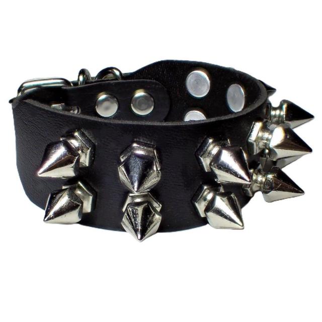 スタッズ 鋲 トゲトゲ 2列 レザーブレスレット ブレスレット アクセサリー バングル リストバンド ロック パンク 黒色 @ < 男性アクセサリー/時計  スタッズ 鋲 トゲトゲ 2列 レザーブレスレット ブレスレット アクセサリー バングル リストバンド ロック パンク 黒色 @ < 男性アクセサリー/時計の