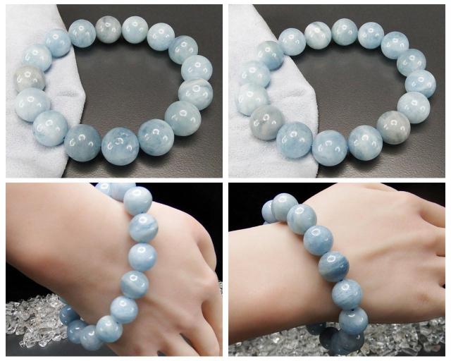 一点物アクアマリン約13mm大玉天然石ブレスレット106-135RYZa < 女性アクセサリー/時計  一点物アクアマリン約13mm大玉天然石ブレスレット106-135RYZa < 女性アクセサリー/時計の