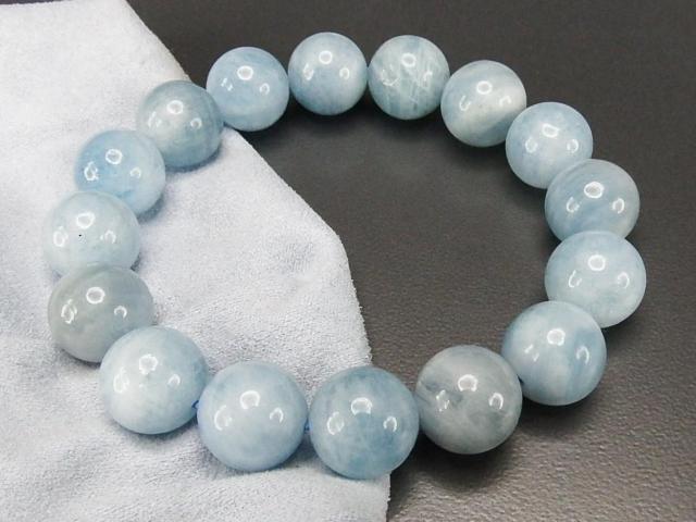 一点物アクアマリン約13mm大玉天然石ブレスレット106-135RYZa < 女性アクセサリー/時計  一点物アクアマリン約13mm大玉天然石ブレスレット106-135RYZa < 女性アクセサリー/時計の