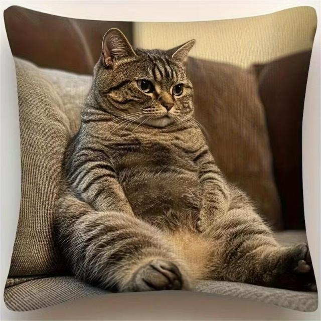 超お買い得790円★大きくてふわふわのタビーキャットクッション - 両面2Dフラットデザイン、ジッパー付き、リアル45×45cm < インテリア/ライフ 超お買い得790円★大きくてふわふわのタビーキャットクッション - 両面2Dフラットデザイン、ジッパー付き、リアル45×45cm < インテリア/ライフの