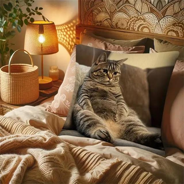 超お買い得790円★大きくてふわふわのタビーキャットクッション - 両面2Dフラットデザイン、ジッパー付き、リアル45×45cm < インテリア/ライフ 超お買い得790円★大きくてふわふわのタビーキャットクッション - 両面2Dフラットデザイン、ジッパー付き、リアル45×45cm < インテリア/ライフの