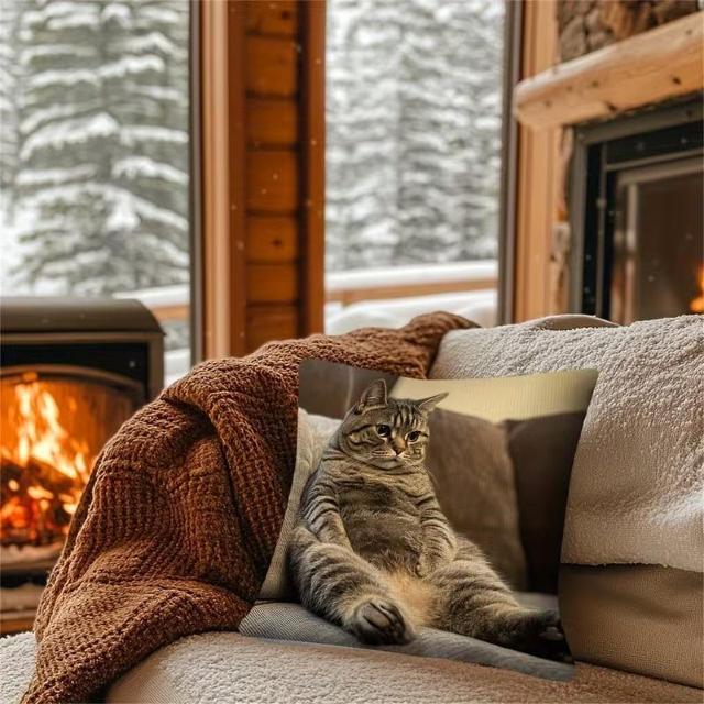 超お買い得790円★大きくてふわふわのタビーキャットクッション - 両面2Dフラットデザイン、ジッパー付き、リアル45×45cm < インテリア/ライフ 超お買い得790円★大きくてふわふわのタビーキャットクッション - 両面2Dフラットデザイン、ジッパー付き、リアル45×45cm < インテリア/ライフの