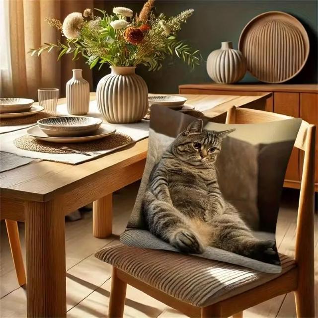 超お買い得790円★大きくてふわふわのタビーキャットクッション - 両面2Dフラットデザイン、ジッパー付き、リアル45×45cm < インテリア/ライフ 超お買い得790円★大きくてふわふわのタビーキャットクッション - 両面2Dフラットデザイン、ジッパー付き、リアル45×45cm < インテリア/ライフの