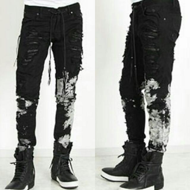 新品KMRIIケムリ SNAKE&GOATLEATHER Splash Crush Skinny Pants 2 < ブランド  新品KMRIIケムリ SNAKE&GOATLEATHER Splash Crush Skinny Pants 2  < ブランドの