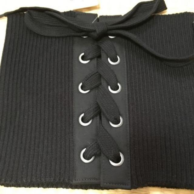 GU・レースアップニットコルセットベルト。ブラック < ブランド GU・レースアップニットコルセットベルト。ブラック < ブランドの