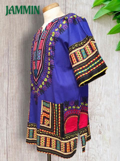 アフリカ民族衣装ダシキ★青★エスニック★ダシキ★ダンス★ブルー★アジアン < 男性ファッション  アフリカ民族衣装ダシキ★青★エスニック★ダシキ★ダンス★ブルー★アジアン < 男性ファッションの