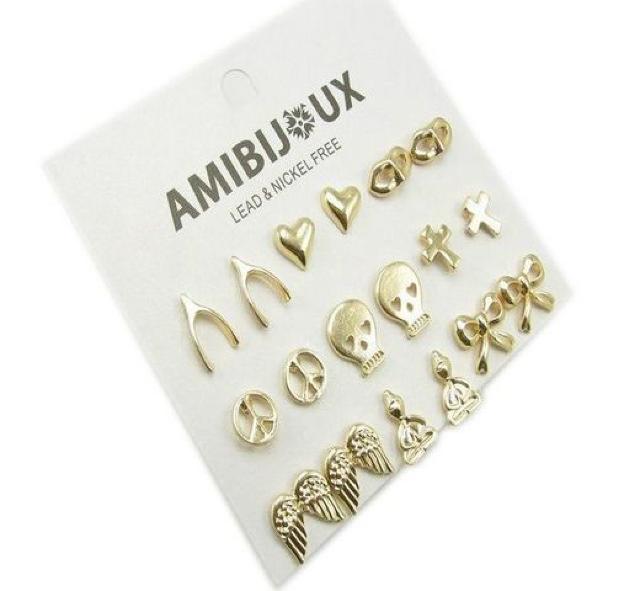 新品アンティーク調ピアス9点セット翼仏像スカルハート十字架 < 女性アクセサリー/時計  新品アンティーク調ピアス9点セット翼仏像スカルハート十字架  < 女性アクセサリー/時計の