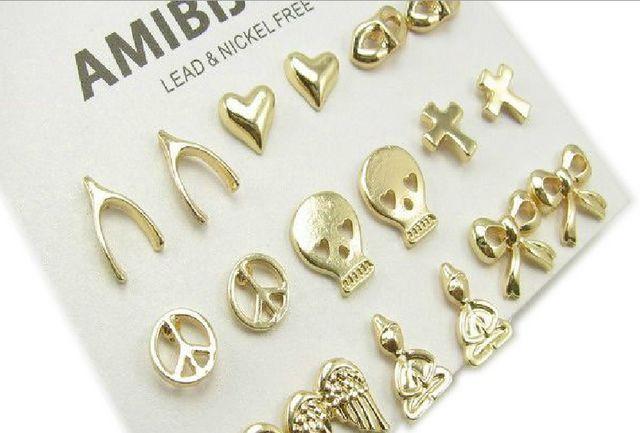 新品アンティーク調ピアス9点セット翼仏像スカルハート十字架 < 女性アクセサリー/時計  新品アンティーク調ピアス9点セット翼仏像スカルハート十字架 < 女性アクセサリー/時計の