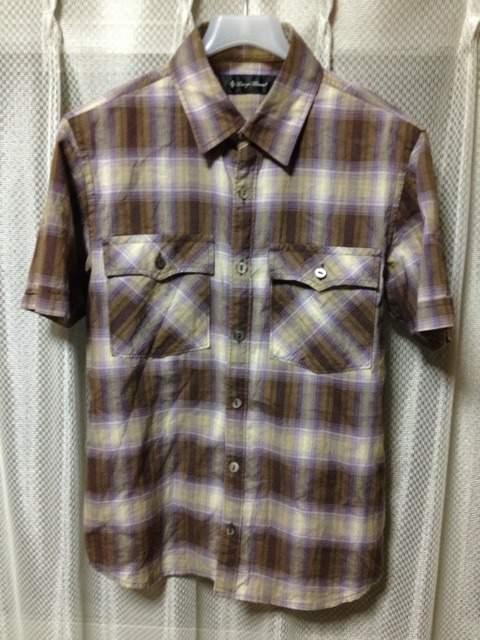 ラウンジリザード チェック柄 半袖シャツ Sサイズ1 細身 茶色×グレー 日本製 ロック < ブランド  ラウンジリザード チェック柄 半袖シャツ Sサイズ1 細身 茶色×グレー 日本製 ロック  < ブランドの