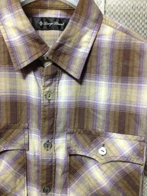 ラウンジリザード チェック柄 半袖シャツ Sサイズ1 細身 茶色×グレー 日本製 ロック < ブランド  ラウンジリザード チェック柄 半袖シャツ Sサイズ1 細身 茶色×グレー 日本製 ロック < ブランドの