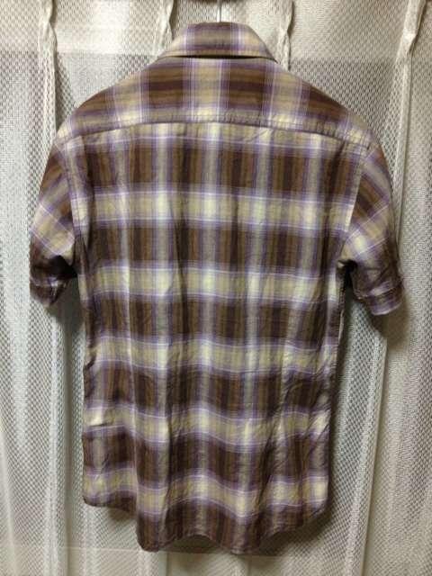 ラウンジリザード チェック柄 半袖シャツ Sサイズ1 細身 茶色×グレー 日本製 ロック < ブランド  ラウンジリザード チェック柄 半袖シャツ Sサイズ1 細身 茶色×グレー 日本製 ロック < ブランドの