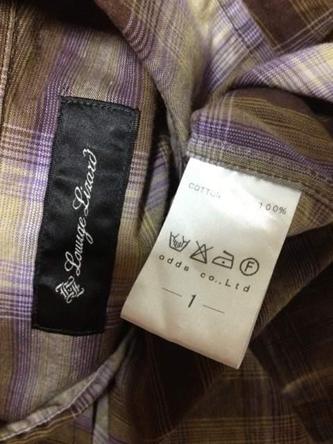 ラウンジリザード チェック柄 半袖シャツ Sサイズ1 細身 茶色×グレー 日本製 ロック < ブランド  ラウンジリザード チェック柄 半袖シャツ Sサイズ1 細身 茶色×グレー 日本製 ロック < ブランドの