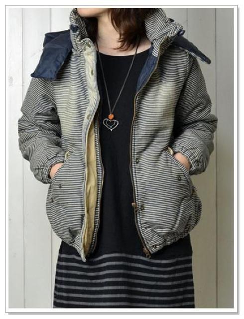 C.L.N UESD加工ヒッコリー中綿ジャケット < 女性ファッション  C.L.N UESD加工ヒッコリー中綿ジャケット  < 女性ファッションの