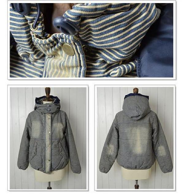 C.L.N UESD加工ヒッコリー中綿ジャケット < 女性ファッション  C.L.N UESD加工ヒッコリー中綿ジャケット < 女性ファッションの