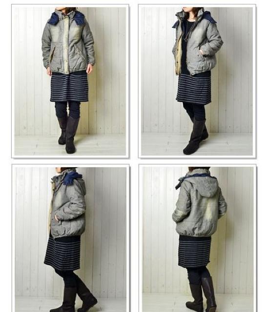 C.L.N UESD加工ヒッコリー中綿ジャケット < 女性ファッション  C.L.N UESD加工ヒッコリー中綿ジャケット < 女性ファッションの