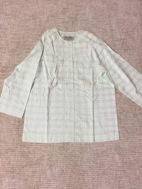 415.新品☆長袖パジャマ☆薄グリーンに白チェック柄☆サイズL < 女性ファッション  415.新品☆長袖パジャマ☆薄グリーンに白チェック柄☆サイズL < 女性ファッションの