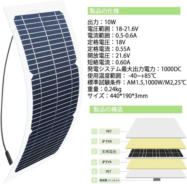 10W ソーラーバッテリー充電器、バッテリーメンテナー、ソーラーパネルトリクル充電器 ポータブル 超薄 < 自動車/バイク 10W ソーラーバッテリー充電器、バッテリーメンテナー、ソーラーパネルトリクル充電器 ポータブル 超薄 < 自動車/バイク