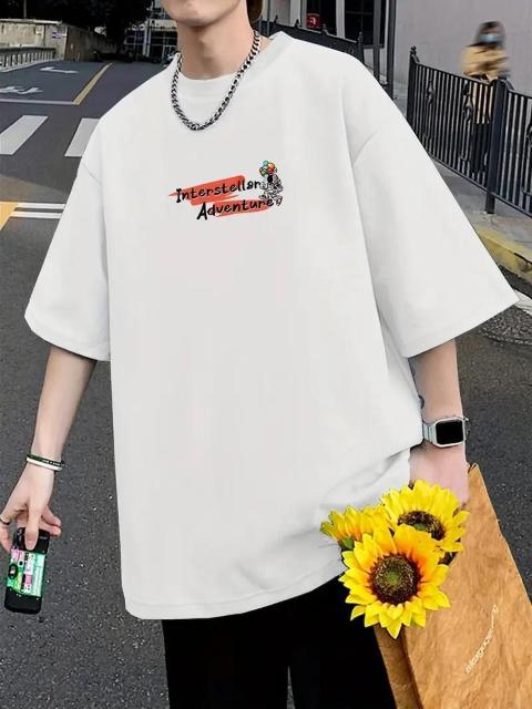 爆ヤス価格1190円★コットン宇宙探査キャラクタープリントルーズ半袖Tシャツ 日本サイズL ブラック < 男性ファッション  爆ヤス価格1190円★コットン宇宙探査キャラクタープリントルーズ半袖Tシャツ 日本サイズL ブラック < 男性ファッションの
