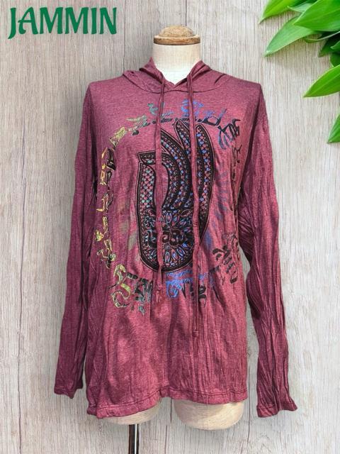 仏陀の手ロンT フード付き アジアン エスニック ヒッピー 個性派 < 女性ファッション 仏陀の手ロンT フード付き アジアン エスニック ヒッピー 個性派 < 女性ファッションの