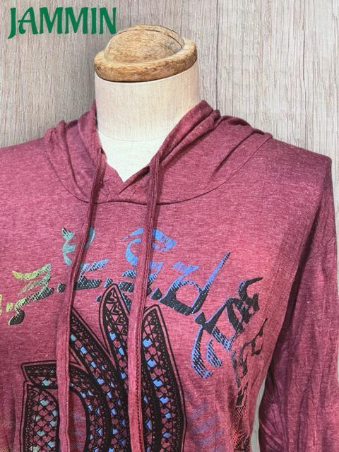 仏陀の手ロンT フード付き アジアン エスニック ヒッピー 個性派 < 女性ファッション 仏陀の手ロンT フード付き アジアン エスニック ヒッピー 個性派 < 女性ファッションの