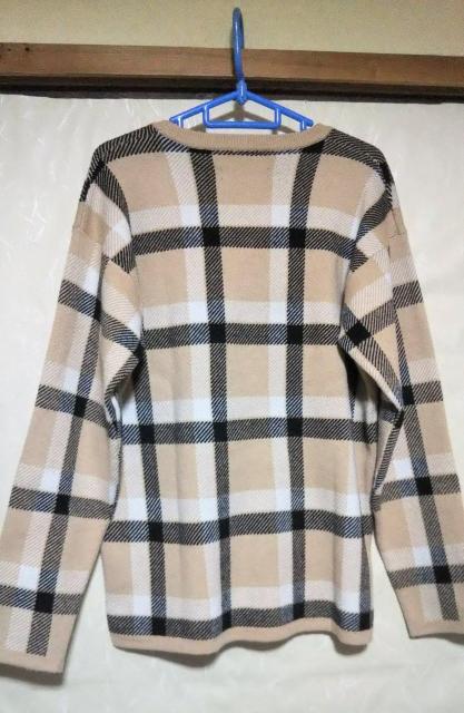 RAGEBLUE ユニセックスチェックニットプルオーバー ピンクベージュ Sサイズ レディース長袖ニット メンズ長袖セーター < 女性ファッション RAGEBLUE ユニセックスチェックニットプルオーバー ピンクベージュ Sサイズ レディース長袖ニット メンズ長袖セーター < 女性ファッションの