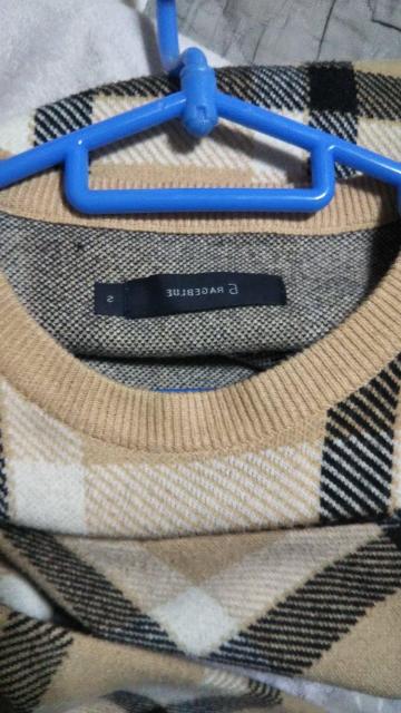 RAGEBLUE ユニセックスチェックニットプルオーバー ピンクベージュ Sサイズ レディース長袖ニット メンズ長袖セーター < 女性ファッション RAGEBLUE ユニセックスチェックニットプルオーバー ピンクベージュ Sサイズ レディース長袖ニット メンズ長袖セーター < 女性ファッションの