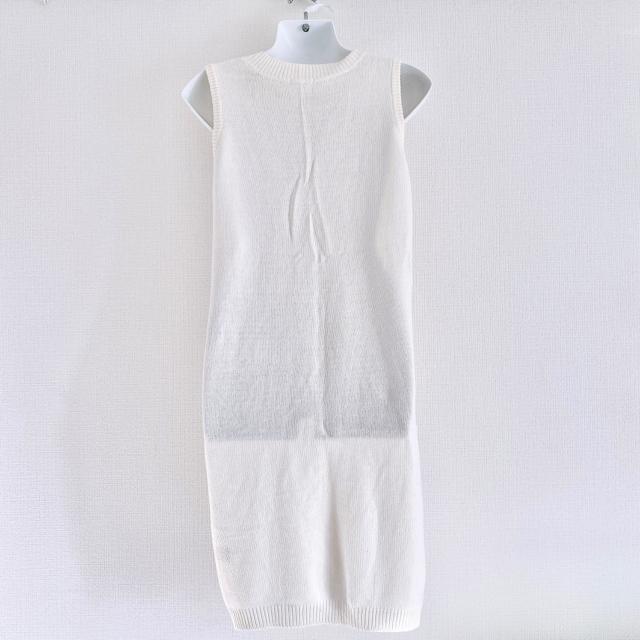 GUレイヤードスリットノースリミディケーブルニットワンピース白 < ブランド GUレイヤードスリットノースリミディケーブルニットワンピース白 < ブランドの