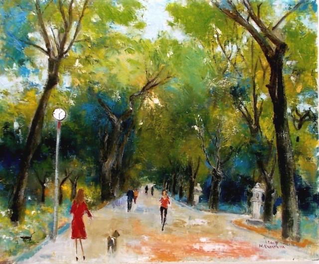 (^^♪金山ヒロシ油彩画【参道の並木】『F12号』新額付き★樹林がシンメトリックに続く公園の参道  < ホビー  (^^♪金山ヒロシ油彩画【参道の並木】『F12号』新額付き★樹林がシンメトリックに続く公園の参道  < ホビーの