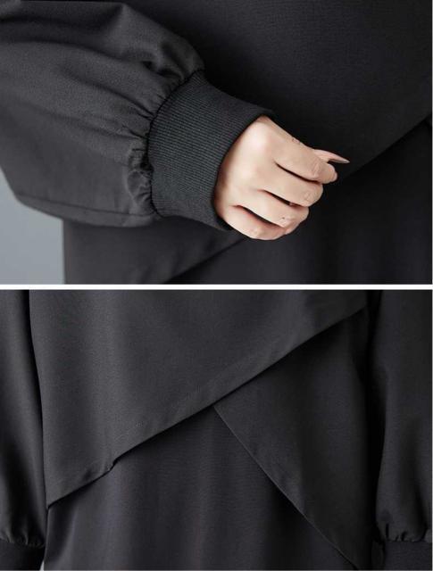 アシメ ジップ カットソー 異素材 リブ付き ブラック 大きいサイズ < 女性ファッション アシメ ジップ カットソー 異素材 リブ付き ブラック 大きいサイズ < 女性ファッションの