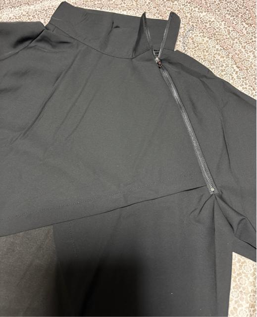 アシメ ジップ カットソー 異素材 リブ付き ブラック 大きいサイズ < 女性ファッション アシメ ジップ カットソー 異素材 リブ付き ブラック 大きいサイズ < 女性ファッションの