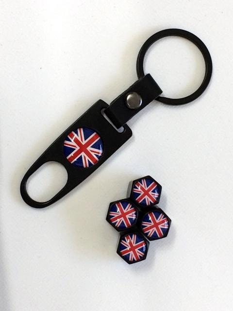 国旗柄 汎用 エアバルブ キャップ イギリス キーホルダー付 < 自動車/バイク 国旗柄 汎用 エアバルブ キャップ イギリス キーホルダー付 < 自動車/バイク