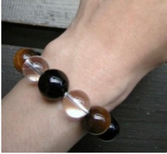 大玉*オニキスxタイガーアイx水晶xオニキス 天然石 < 男性アクセサリー/時計 大玉*オニキスxタイガーアイx水晶xオニキス 天然石 < 男性アクセサリー/時計の