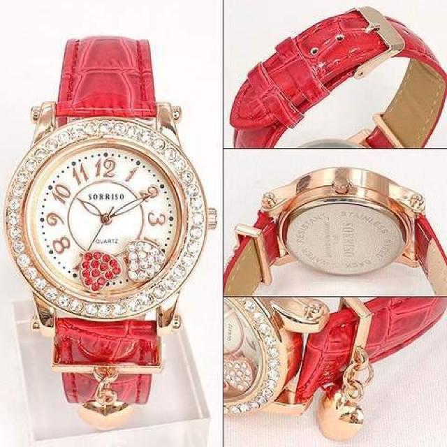 NEW★チャーム付き・ムーブハートストーン腕時計SRHI3RED < 女性アクセサリー/時計  NEW★チャーム付き・ムーブハートストーン腕時計SRHI3RED < 女性アクセサリー/時計の