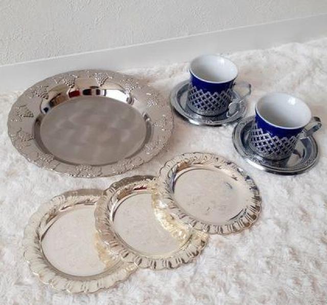 ◆送料無料◆ステンレス フルーツ皿 小皿 カップ&ソーサー セット ヨーロピアン アンティーク調 < インテリア/ライフ  ◆送料無料◆ステンレス フルーツ皿 小皿 カップ&ソーサー セット ヨーロピアン アンティーク調  < インテリア/ライフの