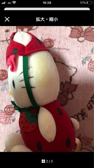 ※一部黄ばみあり※レア非売品★苺コスプレ イチゴキティ★ぬいぐるみ全長20cm < おもちゃ  ※一部黄ばみあり※レア非売品★苺コスプレ イチゴキティ★ぬいぐるみ全長20cm < おもちゃの