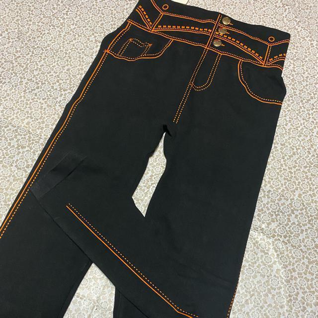 スキニー レギンス スパッツ 飾りボタン付き ペイント柄 オレンジ 大きいサイズ < 女性ファッション スキニー レギンス スパッツ 飾りボタン付き ペイント柄 オレンジ 大きいサイズ < 女性ファッションの