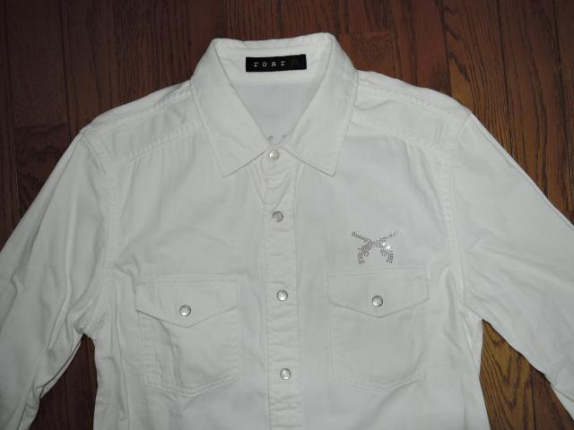 roar ロアー 7分丈シャツ 2 白 ホワイトデニム タンガリー 背ロゴ 迷彩柄 LOGO 特殊加工製品 < ブランド roar ロアー 7分丈シャツ 2 白 ホワイトデニム タンガリー 背ロゴ 迷彩柄 LOGO 特殊加工製品 < ブランドの