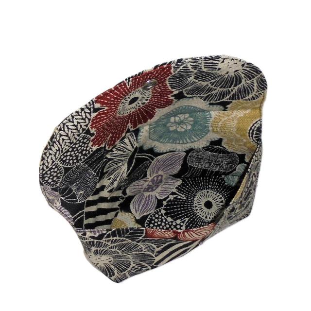 ◆北欧モダンフラワー×黒地◆被せ蓋ポーチ【横長】 < 女性ファッション ◆北欧モダンフラワー×黒地◆被せ蓋ポーチ【横長】 < 女性ファッションの