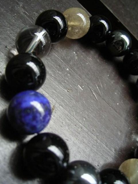 ルチルクォーツxラピスラズリxへマタイトxオニキスx水晶 < 男性アクセサリー/時計 ルチルクォーツxラピスラズリxへマタイトxオニキスx水晶 < 男性アクセサリー/時計の