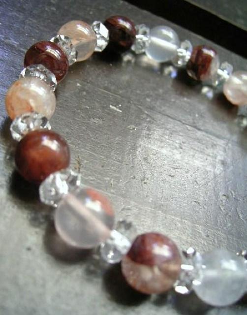 ヘマタイトインクォーツxカット水晶ブレスレット < 女性アクセサリー/時計 ヘマタイトインクォーツxカット水晶ブレスレット < 女性アクセサリー/時計の