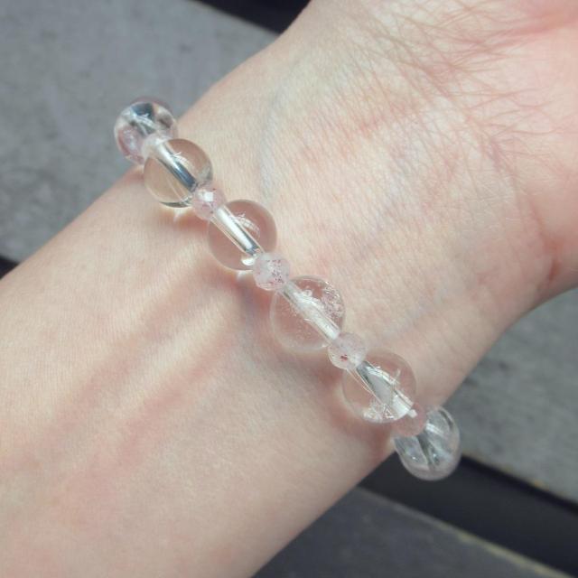 水晶xエピドートブレスレット天然石 < 女性アクセサリー/時計 水晶xエピドートブレスレット天然石 < 女性アクセサリー/時計の